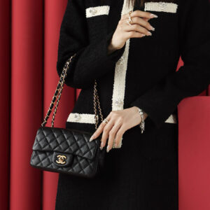 Túi Chanel Classic Flap Bag Small Black Gold Grained Calfskin