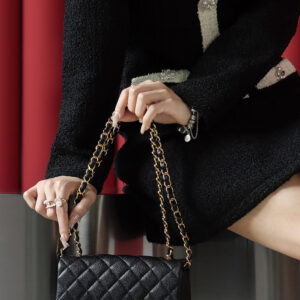 Túi Chanel Classic Flap Bag Small Black Gold Grained Calfskin