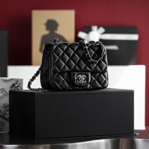 Túi Chanel Classic Flap Bag Small Black Silver Lambskin (13x17x8)