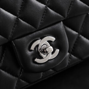 Túi Chanel Classic Flap Bag Small Black Silver Lambskin (13x17x8)