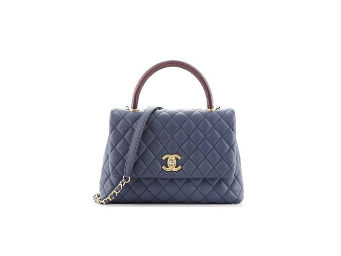 Túi Chanel Coco Bag Quilted Caviar With Lizard Blue