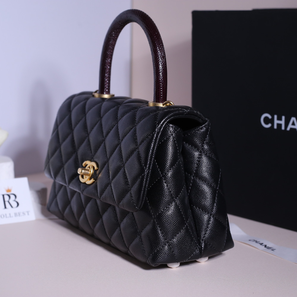 Túi Chanel Coco Bolsa Handle Caviar Preta Bag Black
