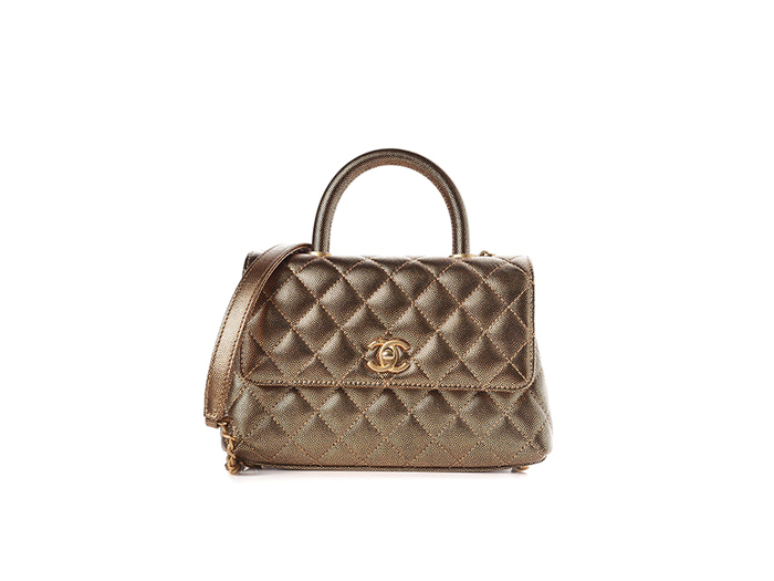 Túi Chanel Coco Handle Bag Metallic Caviar Quilted Gold