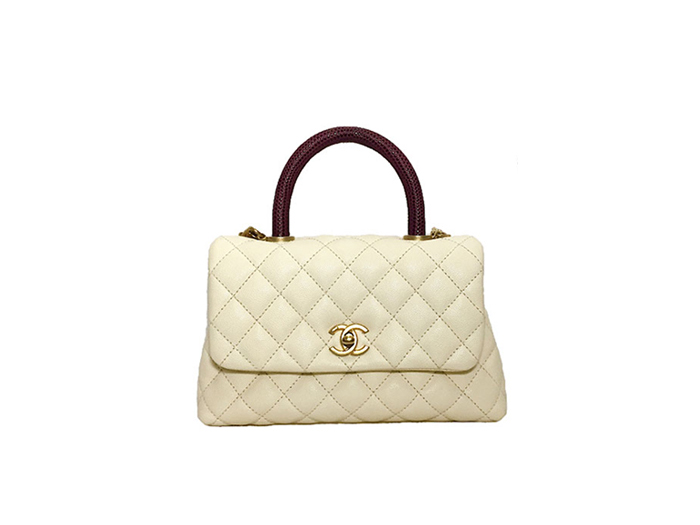 Túi Chanel Coco Handle Bag Quilted Caviar With Lizard Cream