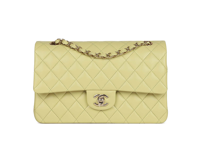 Túi Chanel Medium Classic Double Flap Bag Light Green Lambskin Light Gold Hardware