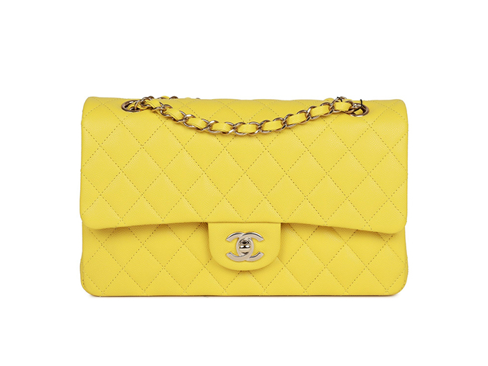 Túi Chanel Medium Classic Double Flap Bag Yellow Caviar Light Gold Hardware