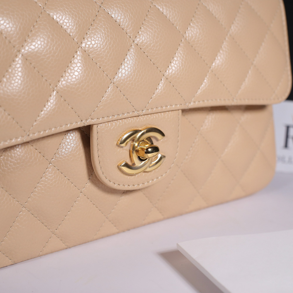 Túi Chanel Medium Classic Double Flap Pearly Beige Caviar Gold Hardware