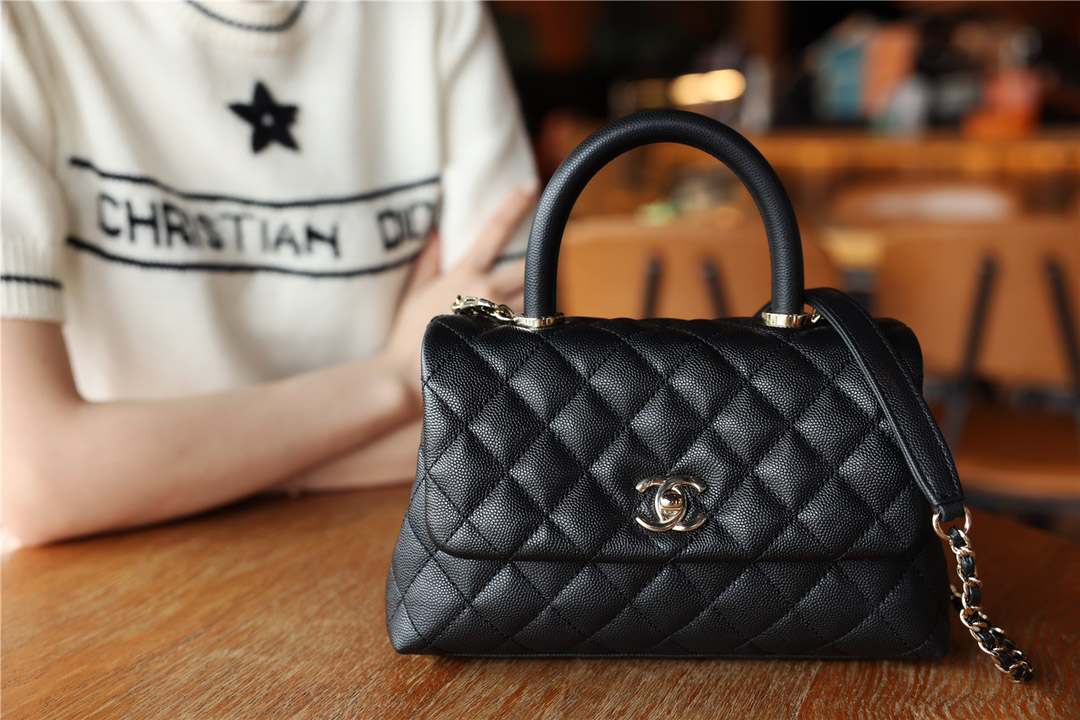 Túi Chanel Mini Coco Bolsa Handle Caviar Preta Bag Black