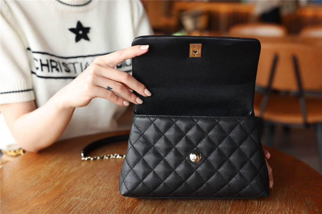 Túi Chanel Mini Coco Bolsa Handle Caviar Preta Bag Black