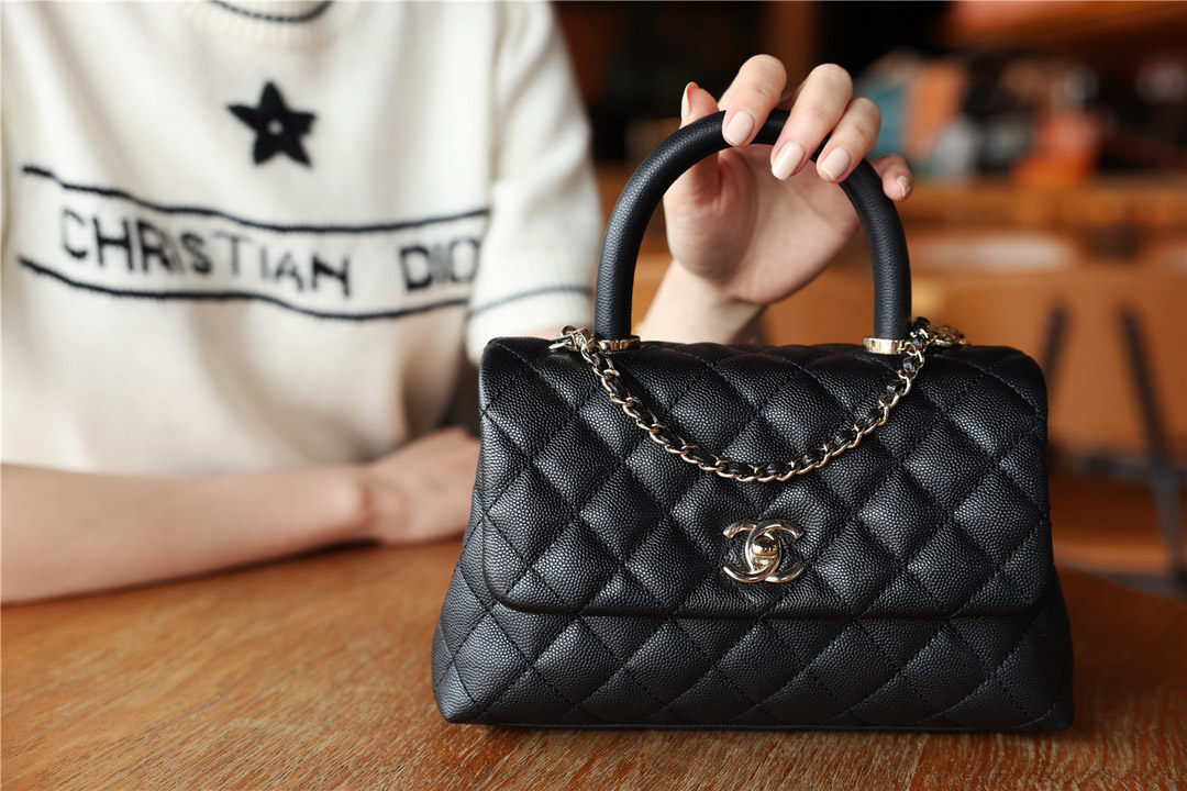 Túi Chanel Mini Coco Bolsa Handle Caviar Preta Bag Black