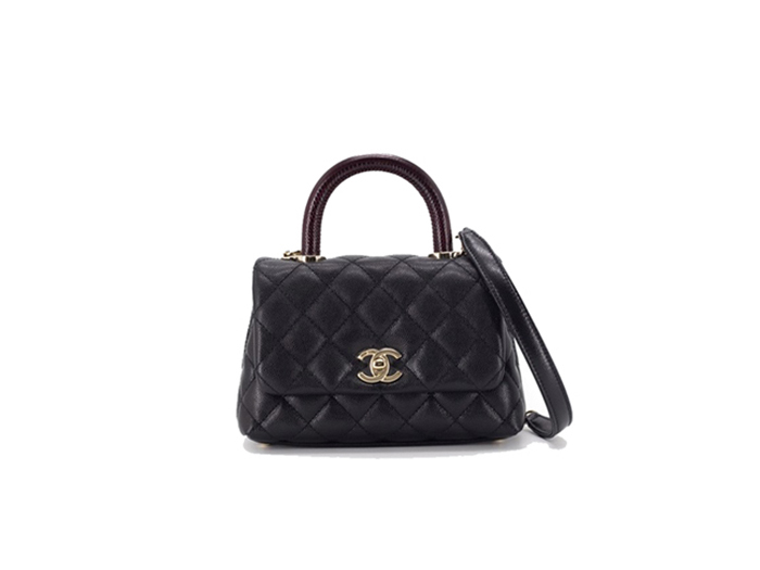 Túi Chanel Mini Coco Bolsa Handle Caviar Preta Bag Black