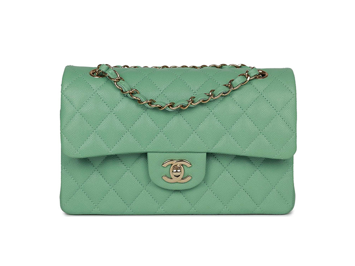 Túi Chanel Small Classic Double Flap Green Caviar Light Gold Hardware