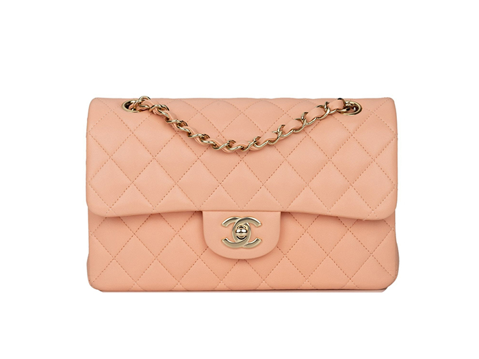 Túi Chanel Small Classic Double Flap Peach Lambskin Light Gold Hardware