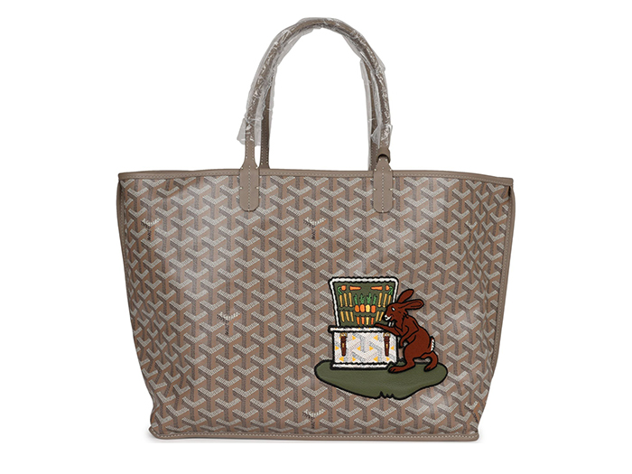 Túi Goyard Goyardine Greige Anjou PM Embroidered Bunny Khaki Bag Palladium Hardware