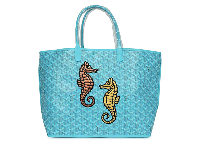 Túi Goyard Goyardine Turquoise Anjou PM Embroidered Seahorse Bag Palladium Hardware