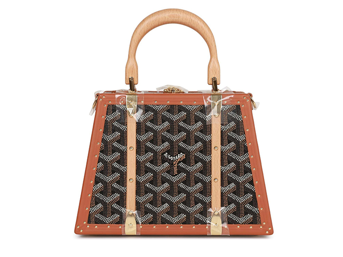 Túi Goyard Saigon Mini Trunk Bag Black and Brown Goyardine Gold Hardware