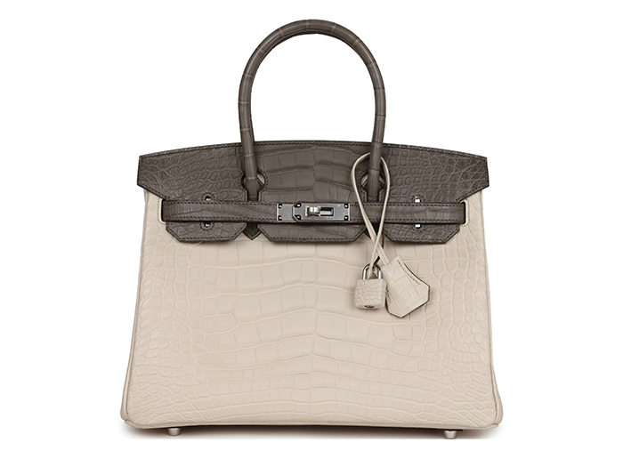 Túi Hermès Bi-color Birkin 30 Beton and Etain Matte Alligator Palladium Hardware