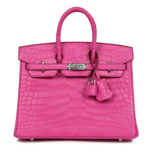 Túi Hermès Birkin 25 Rose Shocking Matte Alligator Palladium Hardware