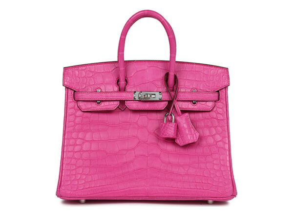 Túi Hermès Birkin 25 Rose Shocking Matte Alligator Palladium Hardware