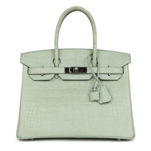 Túi Hermès Birkin 30 Vert D'Eau Matte Alligator Palladium Hardware