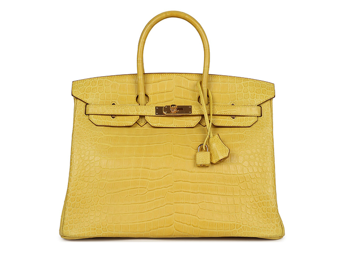 Túi Hermès Birkin 35 Mimosa Matte Porosus Crocodile Gold Hardware