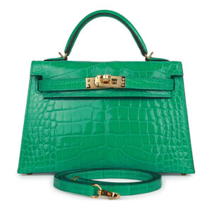 Túi Hermès Kelly Sellier 20 Vert Jade Shiny Alligator Gold Hardware