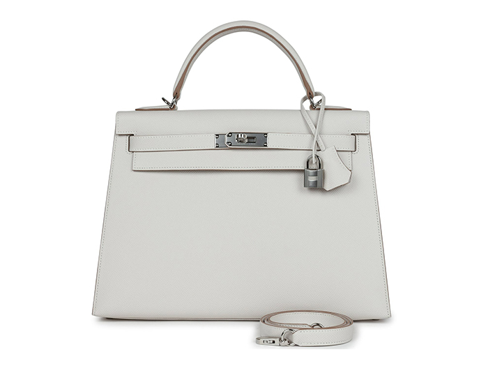 Túi Hermès Kelly Sellier 32 Gris Pale Epsom Palladium Hardware