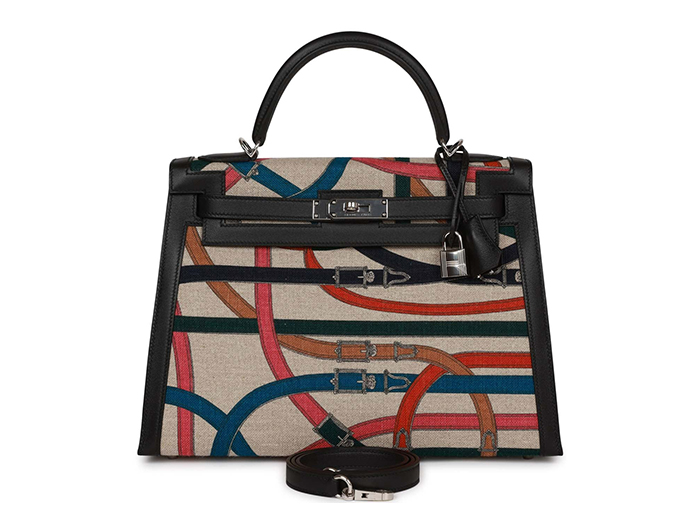 Túi Hermès Kelly Sellier 32 Toile de Camp Cavalcadour Palladium Hardware