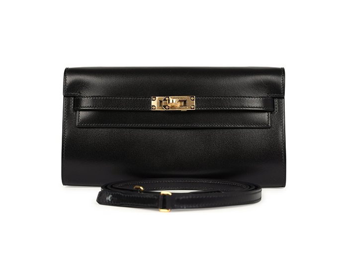 Túi Hermès Kelly Wallet To Go Rock Black Box Gold Hardware