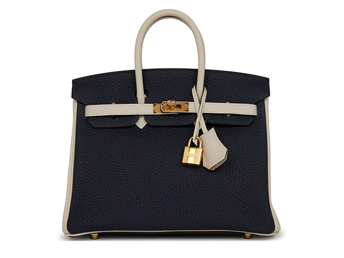 Túi Hermès Special Order (HSS) Birkin 25 Bleu Nuit and Craie Togo Gold Hardware