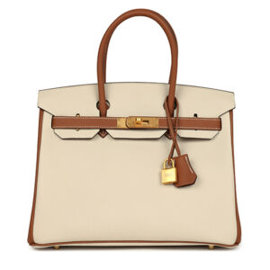 Túi Hermès Special Order (HSS) Birkin 30 Craie and Gold Togo Brushed Gold Hardware