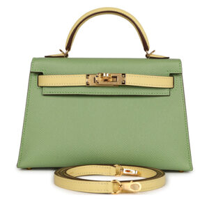Túi Hermès Special Order (HSS) Kelly 20 Vert Criquet and Limoncello Epsom Gold Hardware