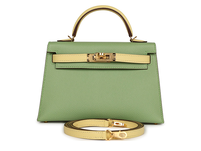 Túi Hermès Special Order (HSS) Kelly 20 Vert Criquet and Limoncello Epsom Gold Hardware