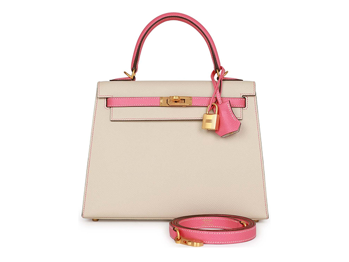 Túi Hermès Special Order (HSS) Kelly Sellier 25 Craie and Rose Lipstick Epsom Brushed Gold Hardware