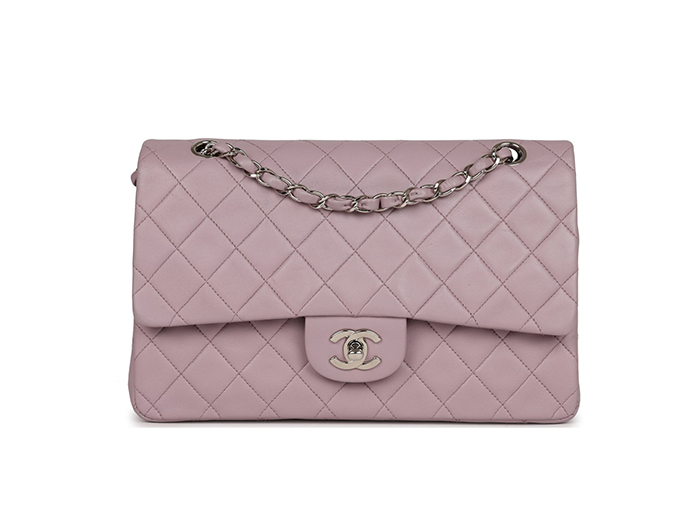 Túi Vintage Chanel Medium Classic Double Flap Purple Lambskin Silver Hardware