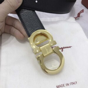 Thắt Lưng Salvatore Ferragamo Gancini Logo-Buckle Dây Nhăn Logo Vàng