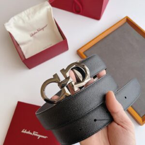 Thắt Lưng Salvatore Ferragamo Gancini Logo Nâu Nhám Ánh