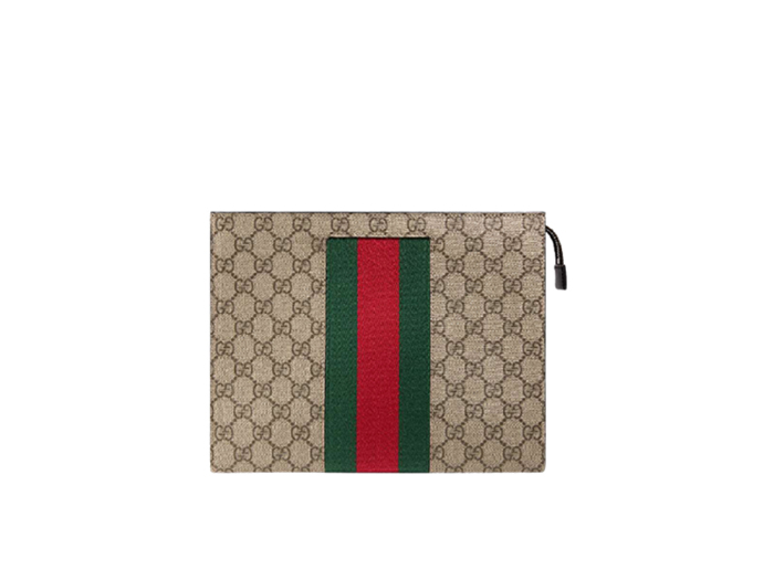 Clutch Gucci GG Supreme Cầm Tay Họa Tiết Monogram Beige