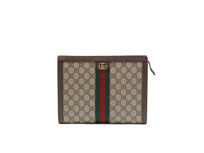 Clutch Gucci GG Supreme Cầm Tay Họa Tiết Monogram Màu Nâu