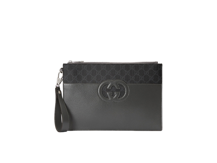 Clutch Nam Gucci Pouch With Cut Out Interlocking G Black