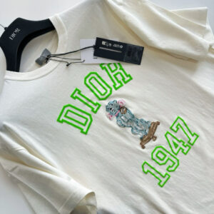 Áo Dior Relaxed-Fit Bobby T-shirt White Slub Cotton Jersey