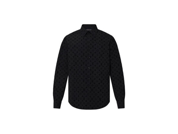 Áo Louis Vuitton Flocked Monogram Classic Shirt Black