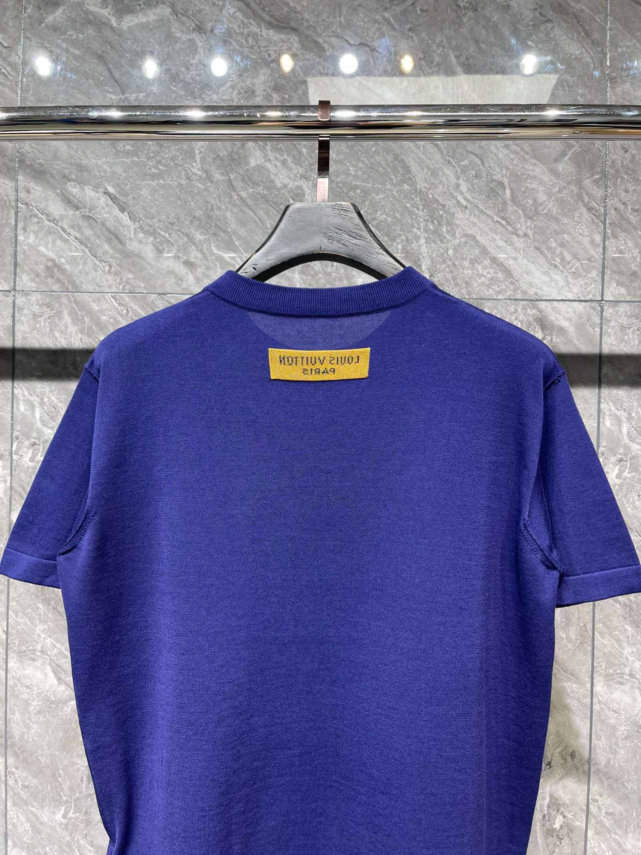 Áo Louis Vuitton Graphic Short-Sleeved Crewneck Indigo