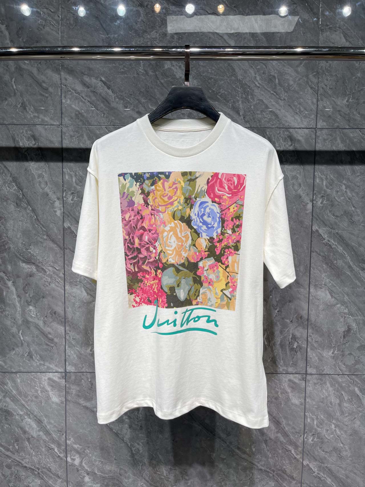 Áo Louis Vuitton LV Flower Tapestry Print T-shirt Milky White