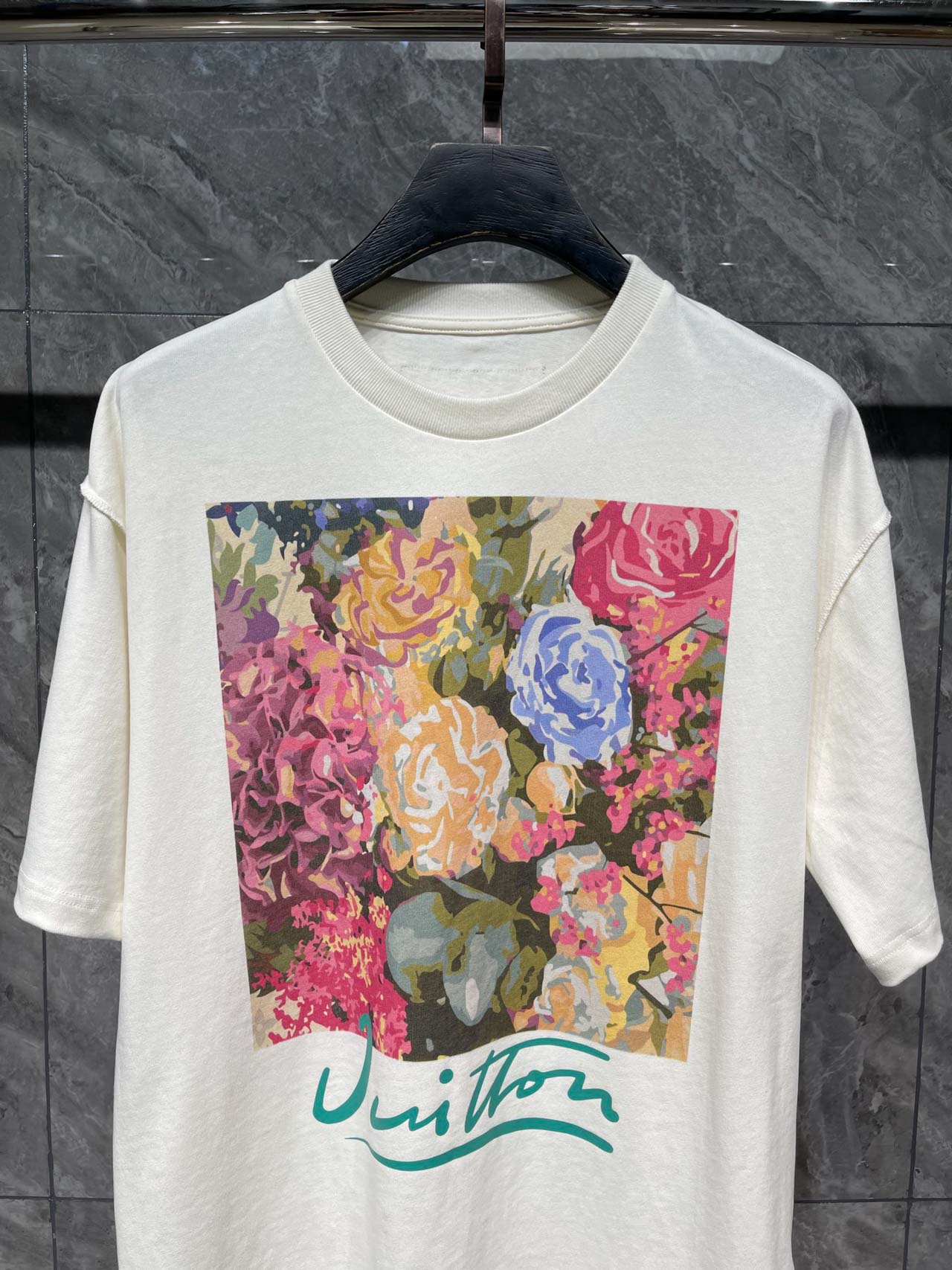 Áo Louis Vuitton LV Flower Tapestry Print T-shirt Milky White