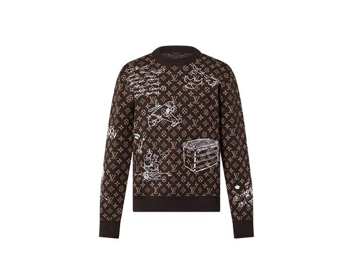 Áo Louis Vuitton Monogram Embroidered Wool Crewneck