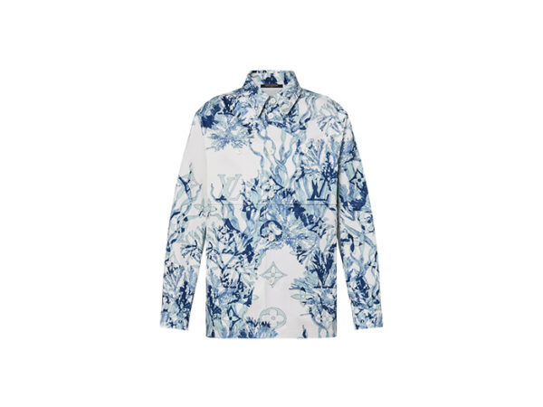 Áo Louis Vuitton Printed Cotton Overshirt Monogram Aquagarden