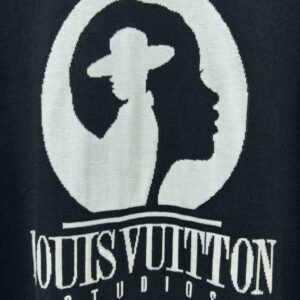 Áo Louis Vuitton Sleeved Cotton Intarsia Crewneck Dark Grey