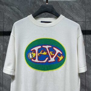 Áo Louis Vuitton White Flaming Baseball T-Shirt