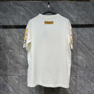 Áo Louis Vuitton White Flaming Baseball T-Shirt